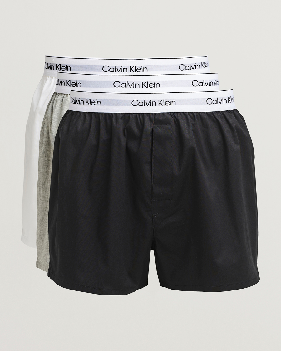 Men | Underwear & Socks | Calvin Klein | 3-Pack Cotton Boxer Shorts White/Black/Grey