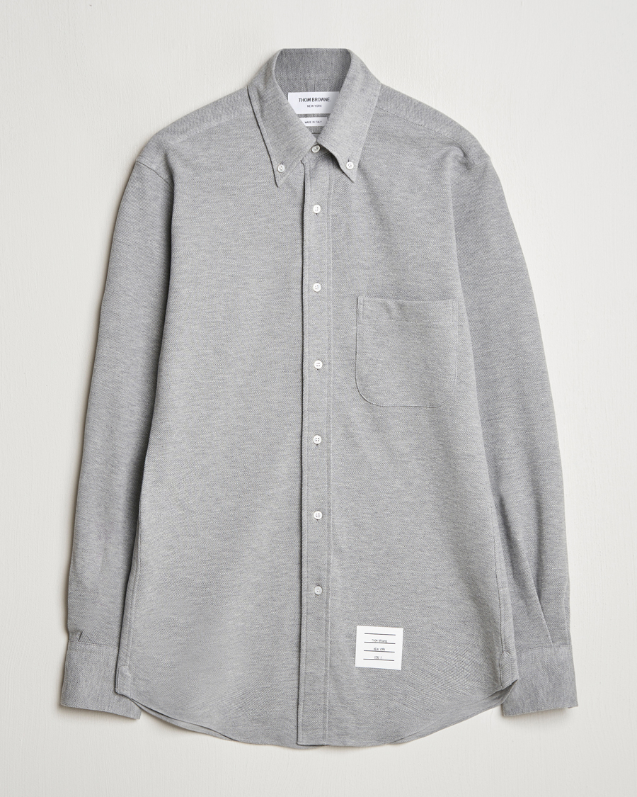 Men | Shirts | Thom Browne | Button Down Piquet Shirt Light Grey