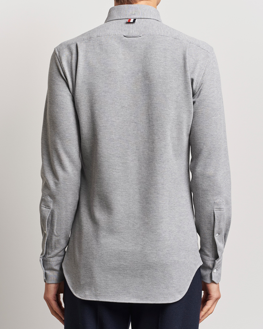 Men | Shirts | Thom Browne | Button Down Piquet Shirt Light Grey