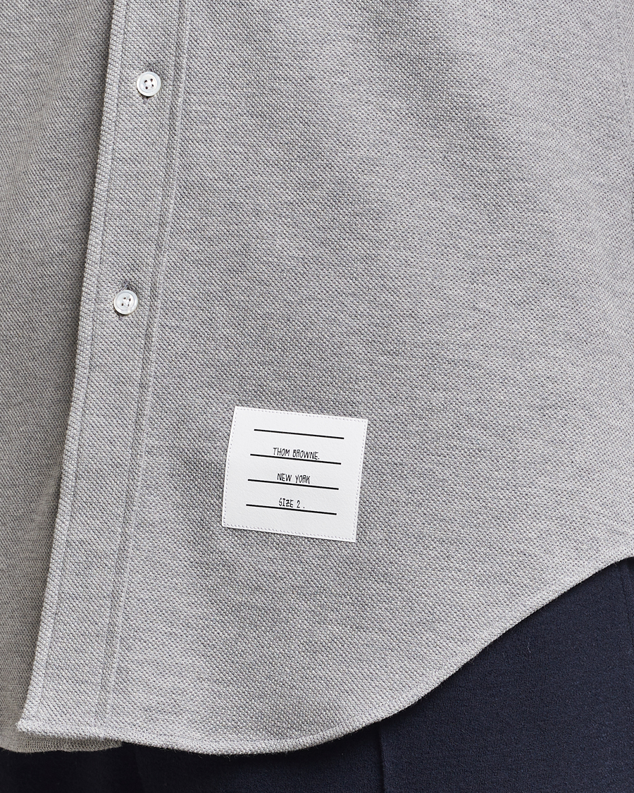 Men | Shirts | Thom Browne | Button Down Piquet Shirt Light Grey