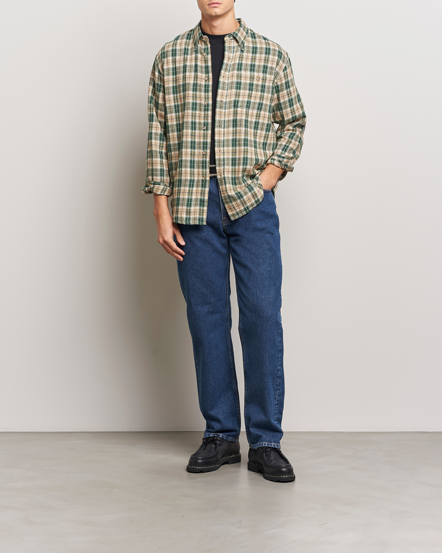 Nudie Jeans Julian Checked Farmers Shirt Racing Green at