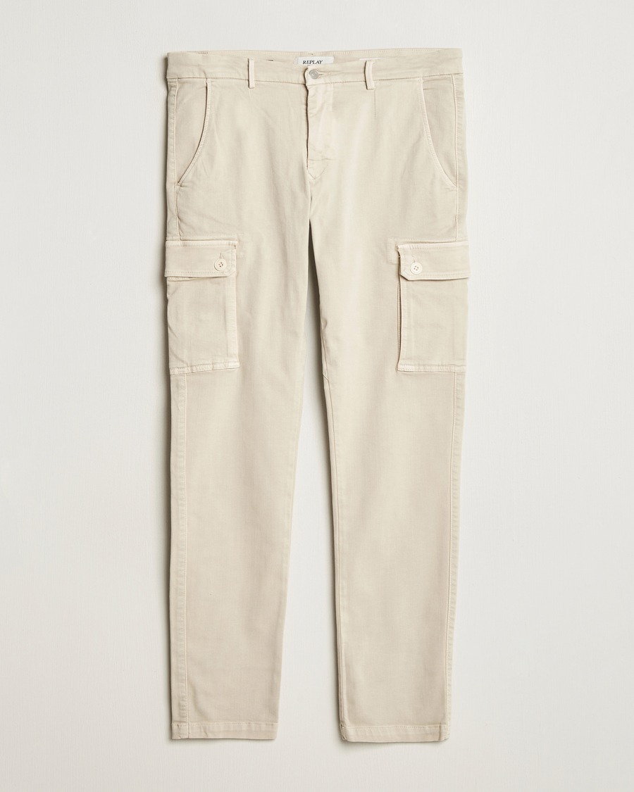 Men | Trousers | Replay | Jaan Hyperflex Cargo Pants Alabster