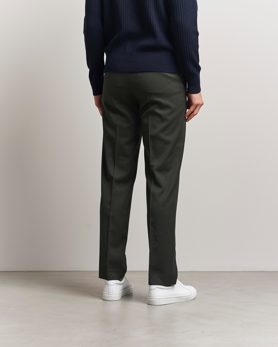Men | Trousers | Filippa K | Tailored Twill Drawstring Trousers Green Melange
