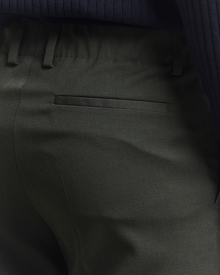 Men | Trousers | Filippa K | Tailored Twill Drawstring Trousers Green Melange