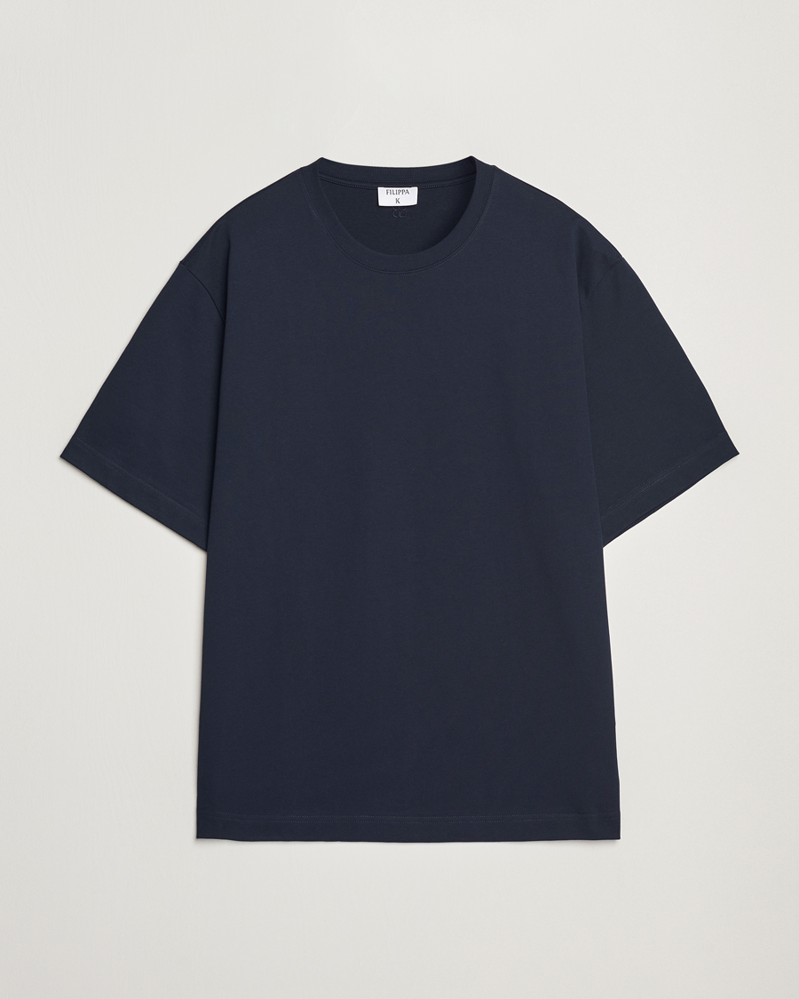 Men | T-Shirts | Filippa K | Heavy Cotton Crew Neck T-Shirt Navy