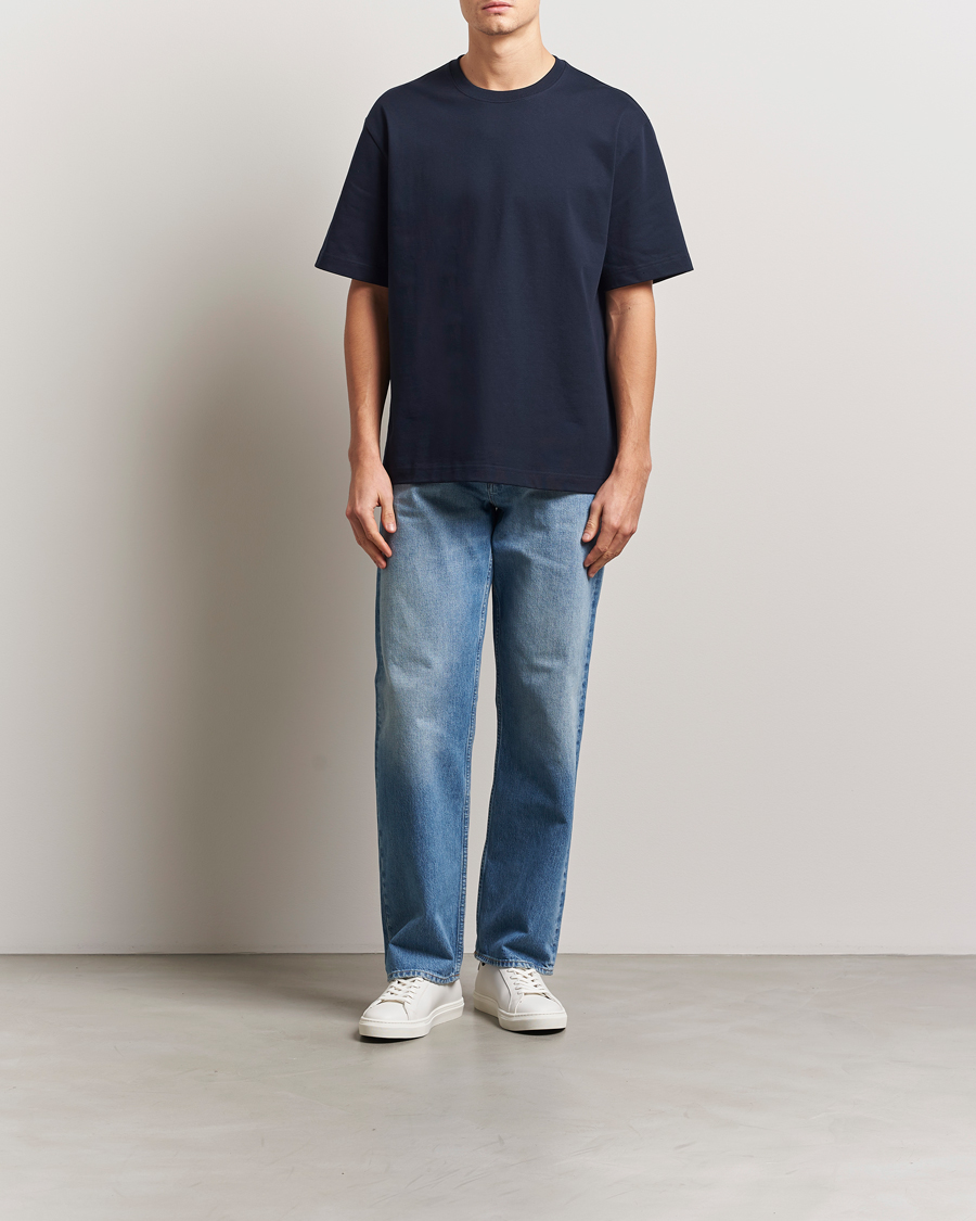 Men | T-Shirts | Filippa K | Heavy Cotton Crew Neck T-Shirt Navy