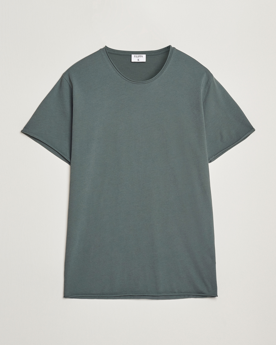 Men | T-Shirts | Filippa K | Roll Neck Crew Neck T-Shirt Green Grey
