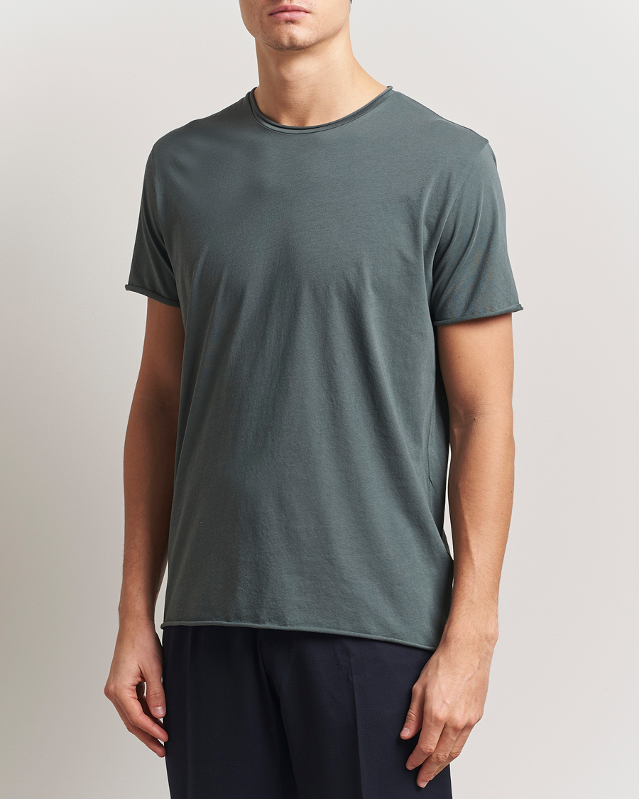 Men | T-Shirts | Filippa K | Roll Neck Crew Neck T-Shirt Green Grey
