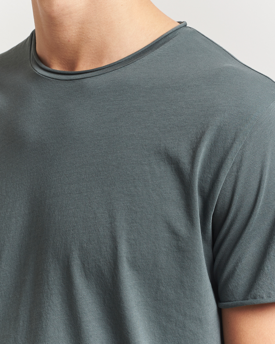 Men | T-Shirts | Filippa K | Roll Neck Crew Neck T-Shirt Green Grey