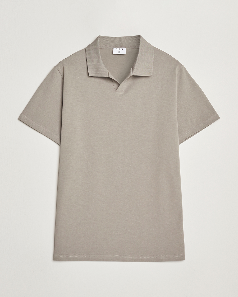 Men | Polo Shirts | Filippa K | Soft Lycra Polo T-Shirt Dove Grey