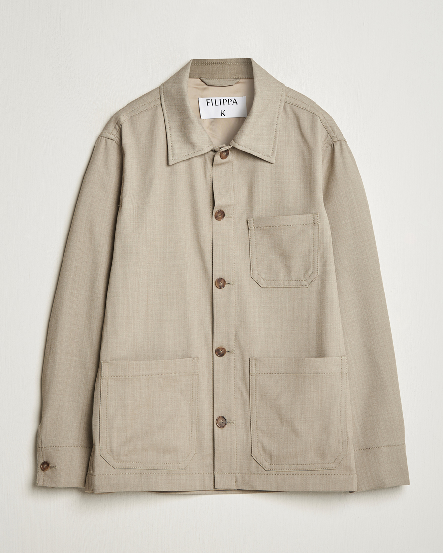 Men | Coats & Jackets | Filippa K | Work Shirt Jacket Sage Melange