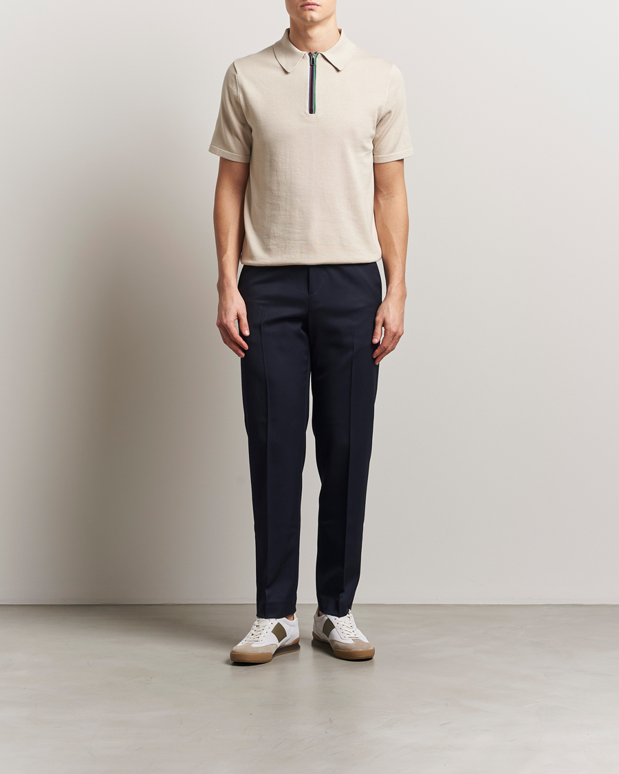 Men | Polo Shirts | PS Paul Smith | Cotton Knitted Half Zip Polo Off White