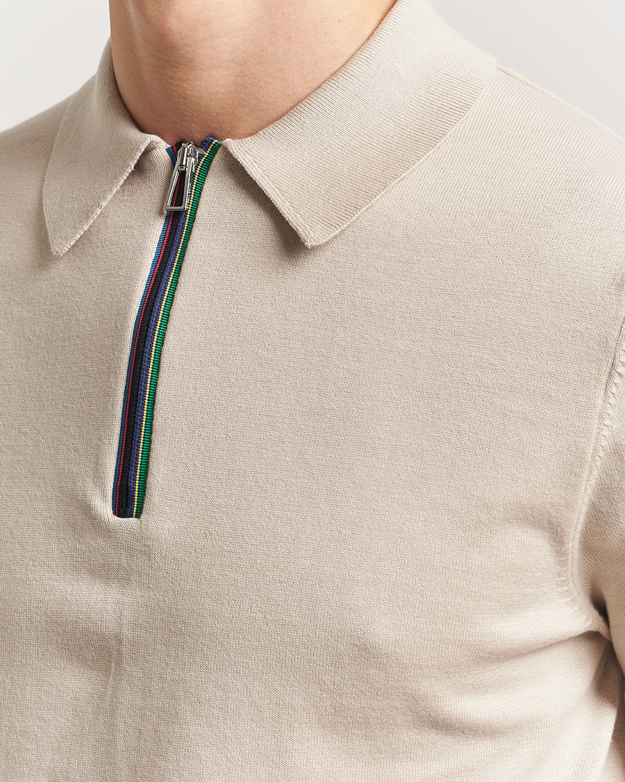 Men | Polo Shirts | PS Paul Smith | Cotton Knitted Half Zip Polo Off White