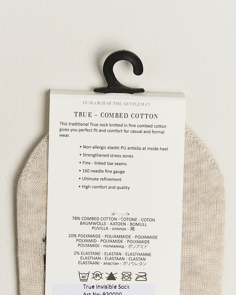 Men | Underwear & Socks | Amanda Christensen | 3-Pack True Cotton Invisible Socks Sand Melange