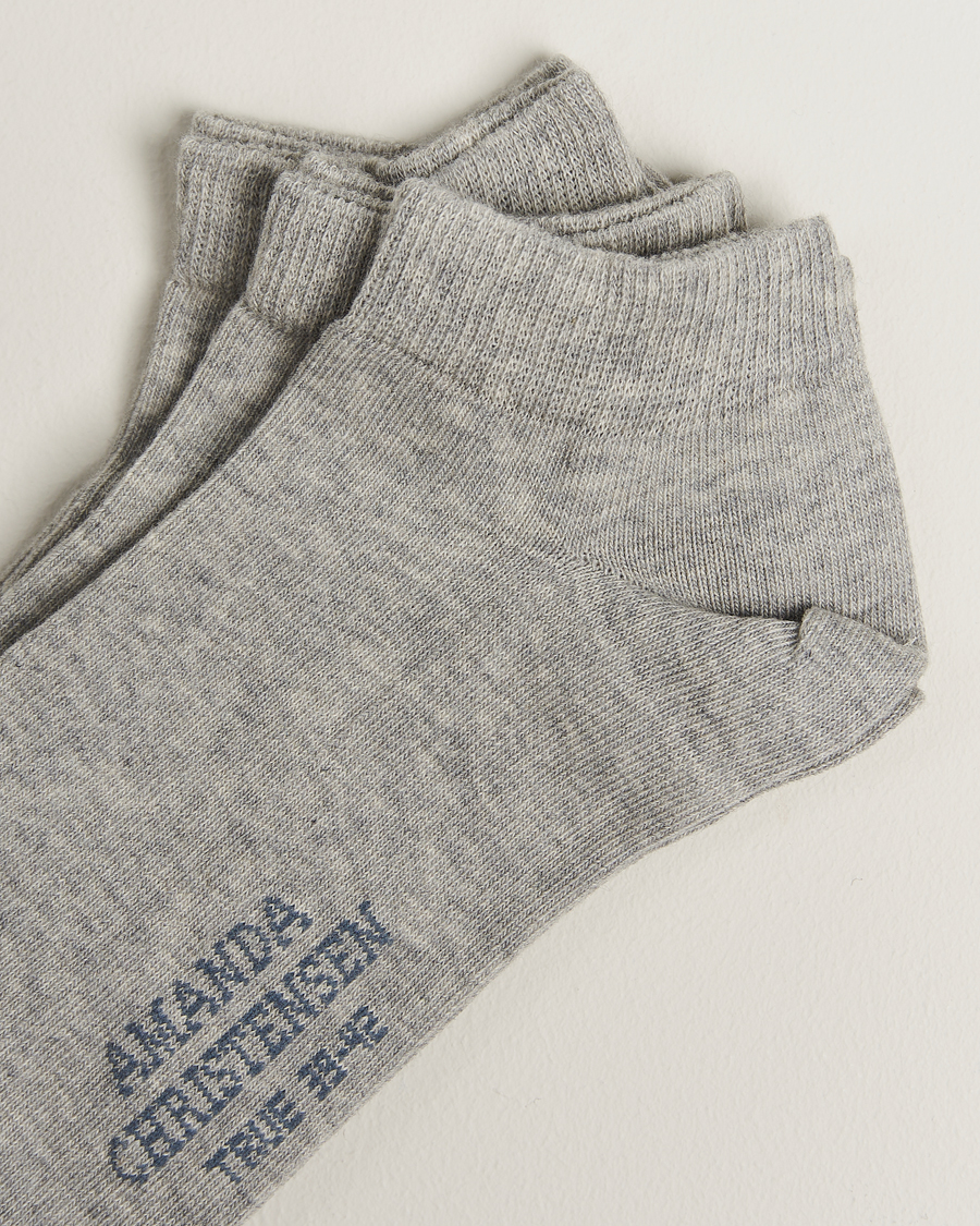 Men | Underwear & Socks | Amanda Christensen | 3-Pack True Cotton Sneaker Socks Light Grey Melange
