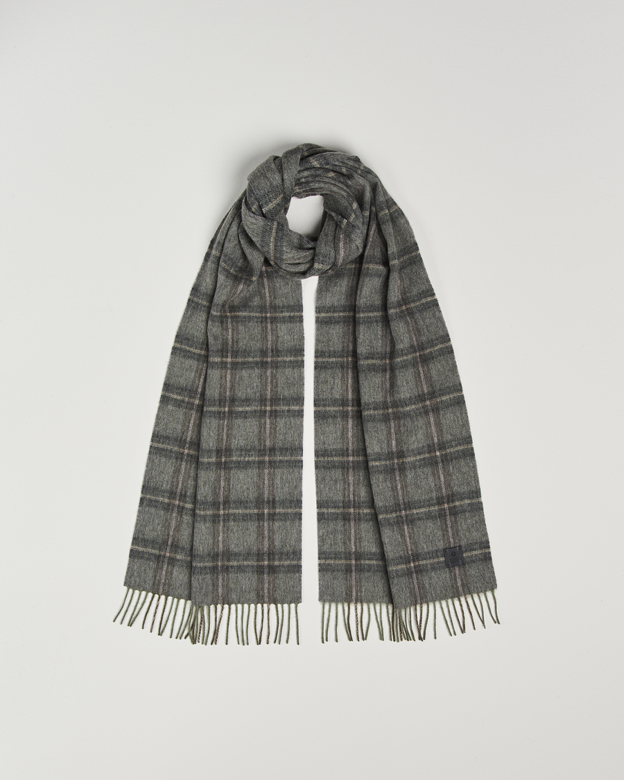 Men | Amanda Christensen Wool Checked Scarf Olive Melange | Amanda Christensen | Wool Checked Scarf Olive Melange