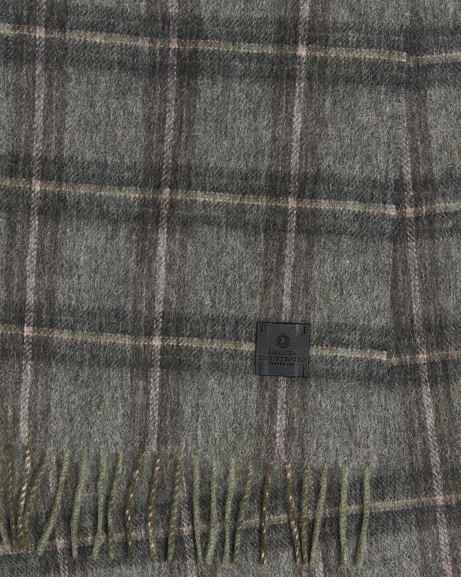Men | Amanda Christensen Wool Checked Scarf Olive Melange | Amanda Christensen | Wool Checked Scarf Olive Melange
