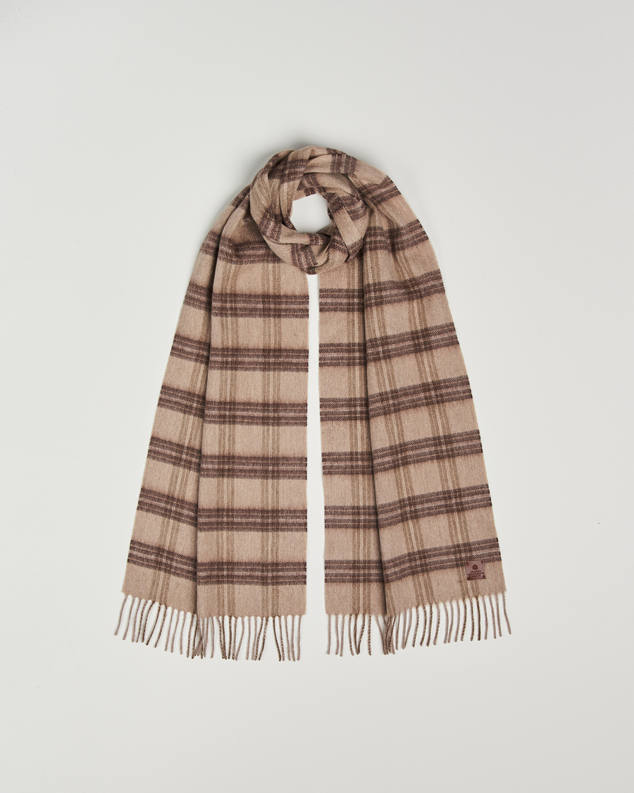 Men | Amanda Christensen Wool Checked Scarf Beige Melange | Amanda Christensen | Wool Checked Scarf Beige Melange
