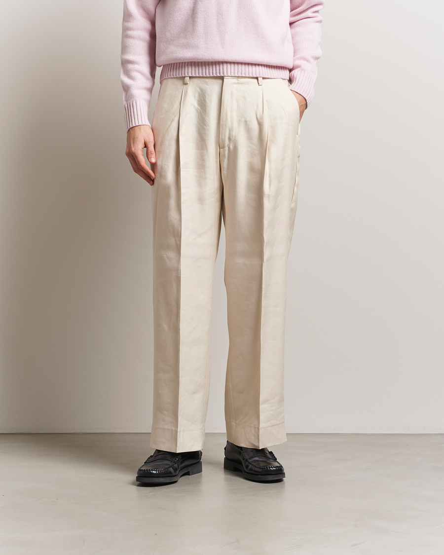 Men | Trousers | NN07 | Kay Linen/Viscose Drawstring Trousers Ivory