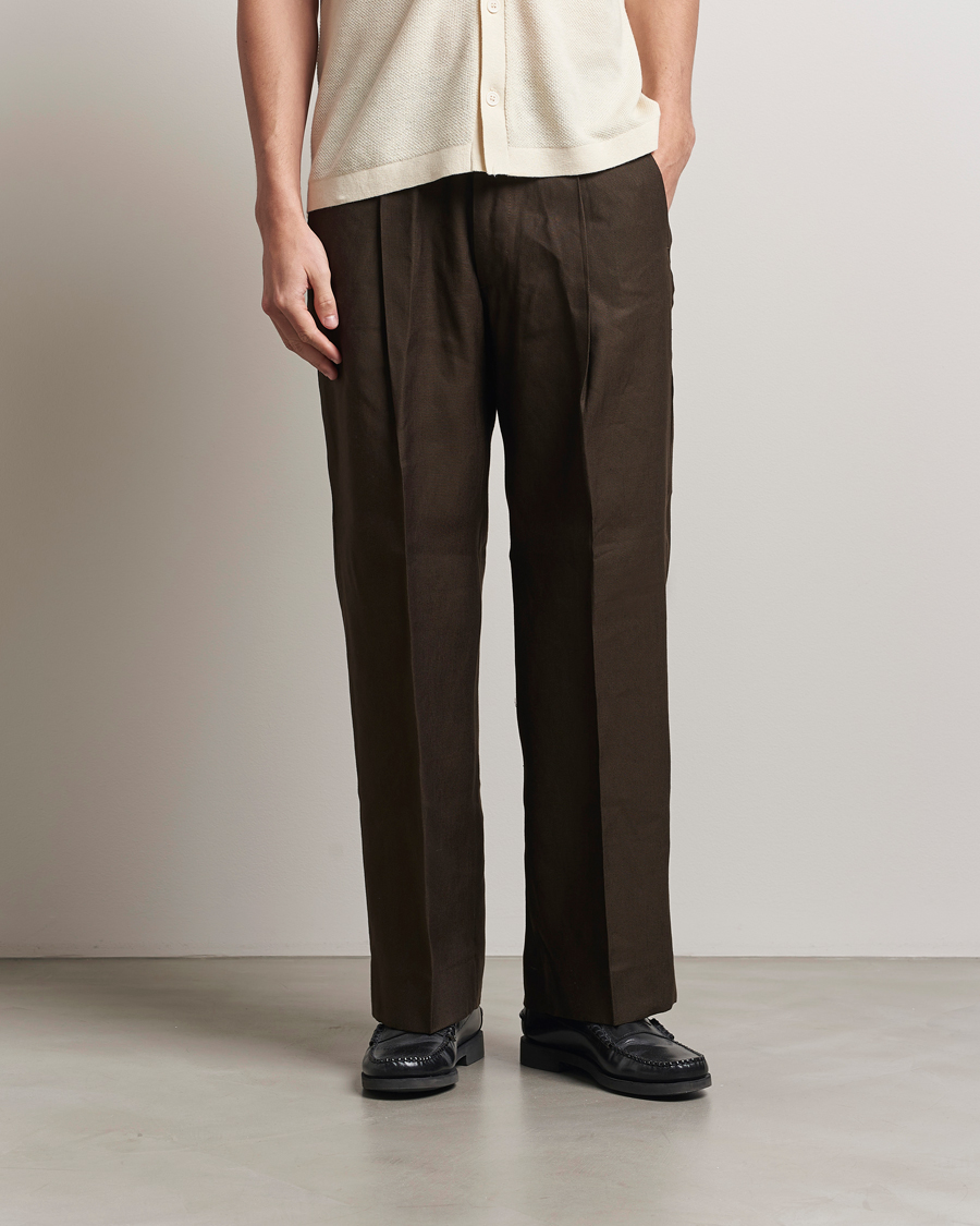 NN07 Kay Linen/Viscose Drawstring Trousers Demitasse Brown at