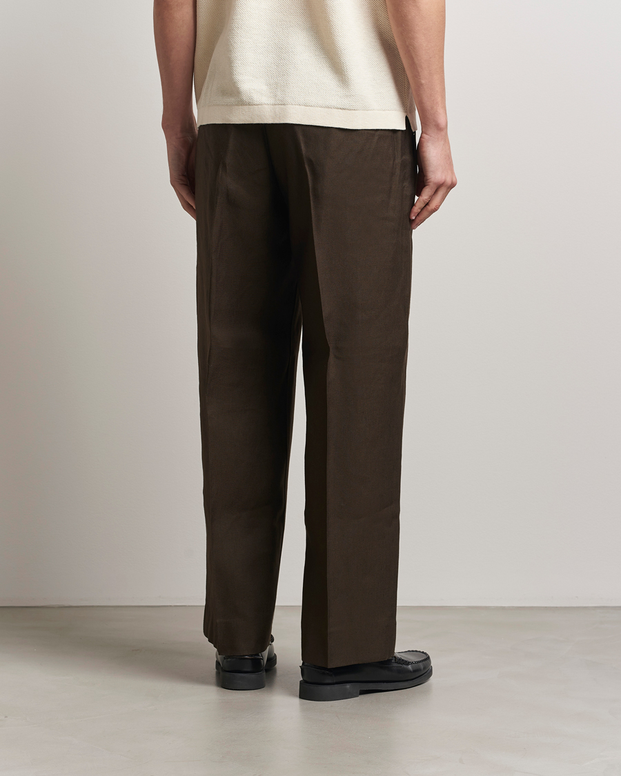 Men | Trousers | NN07 | Kay Linen/Viscose Drawstring Trousers Demitasse Brown