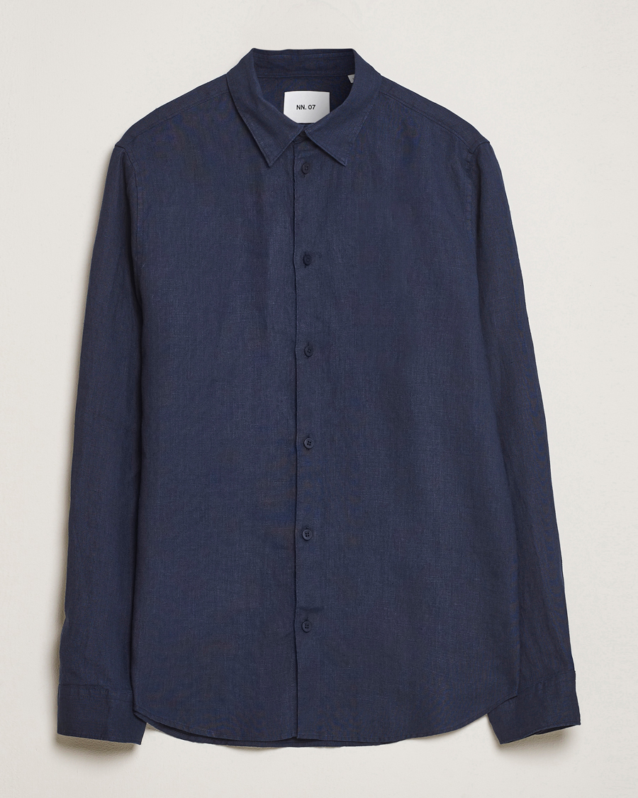 Men | Shirts | NN07 | Enzo Linen Shirt Navy Blue