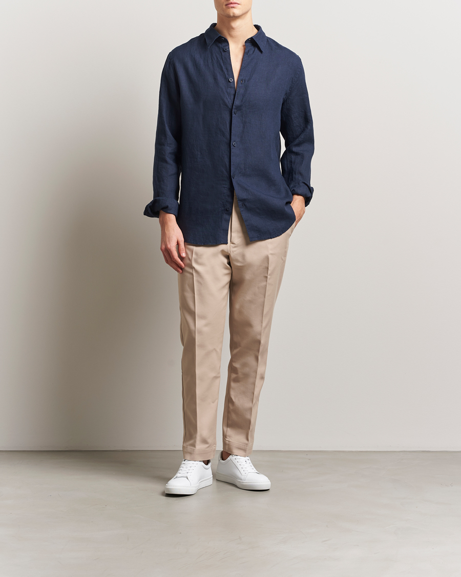 Men | Shirts | NN07 | Enzo Linen Shirt Navy Blue