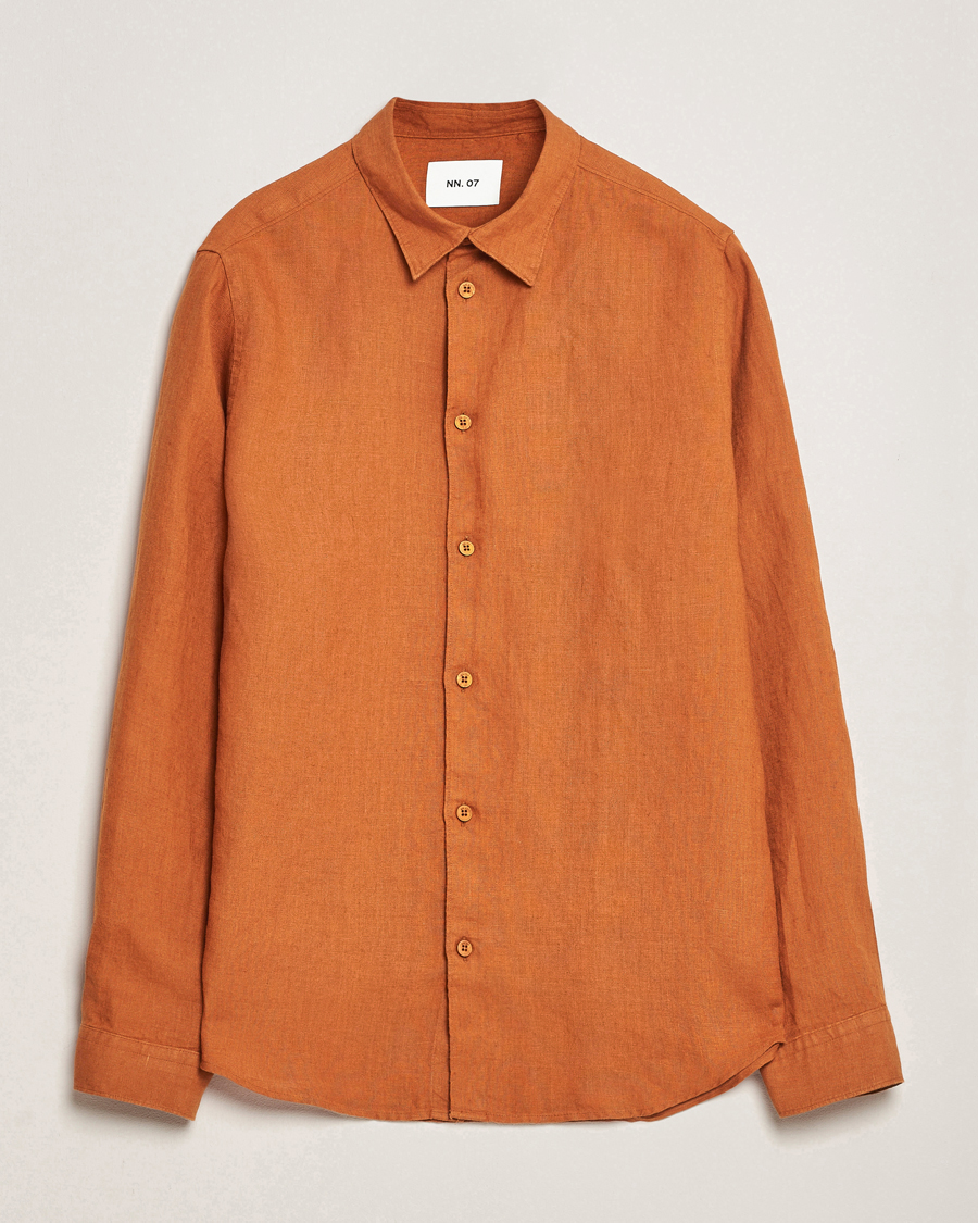 Men | Shirts | NN07 | Enzo Linen Shirt Caramel