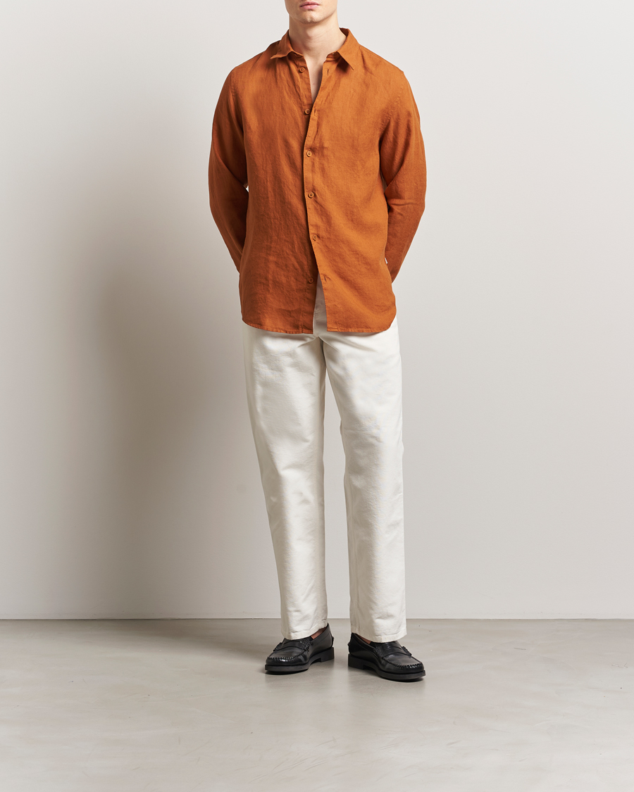 Men | Shirts | NN07 | Enzo Linen Shirt Caramel