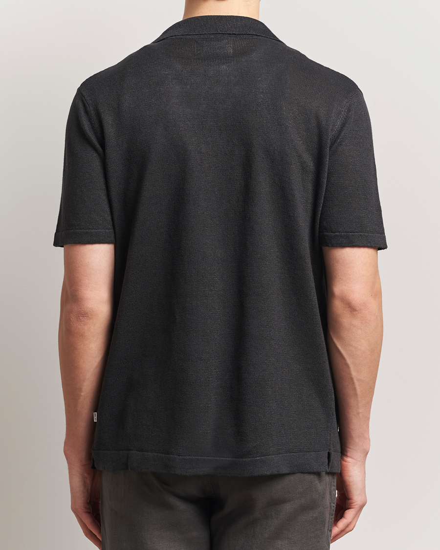 Men | Shirts | NN07 | Henry Printed Knitted Short Sleeve Shirt Black