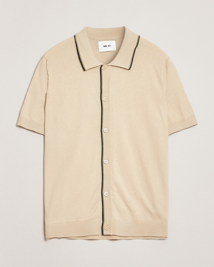 Men | Shirts | NN07 | Nolan Paspoal Knitted Short Sleeve Shirt Ecru