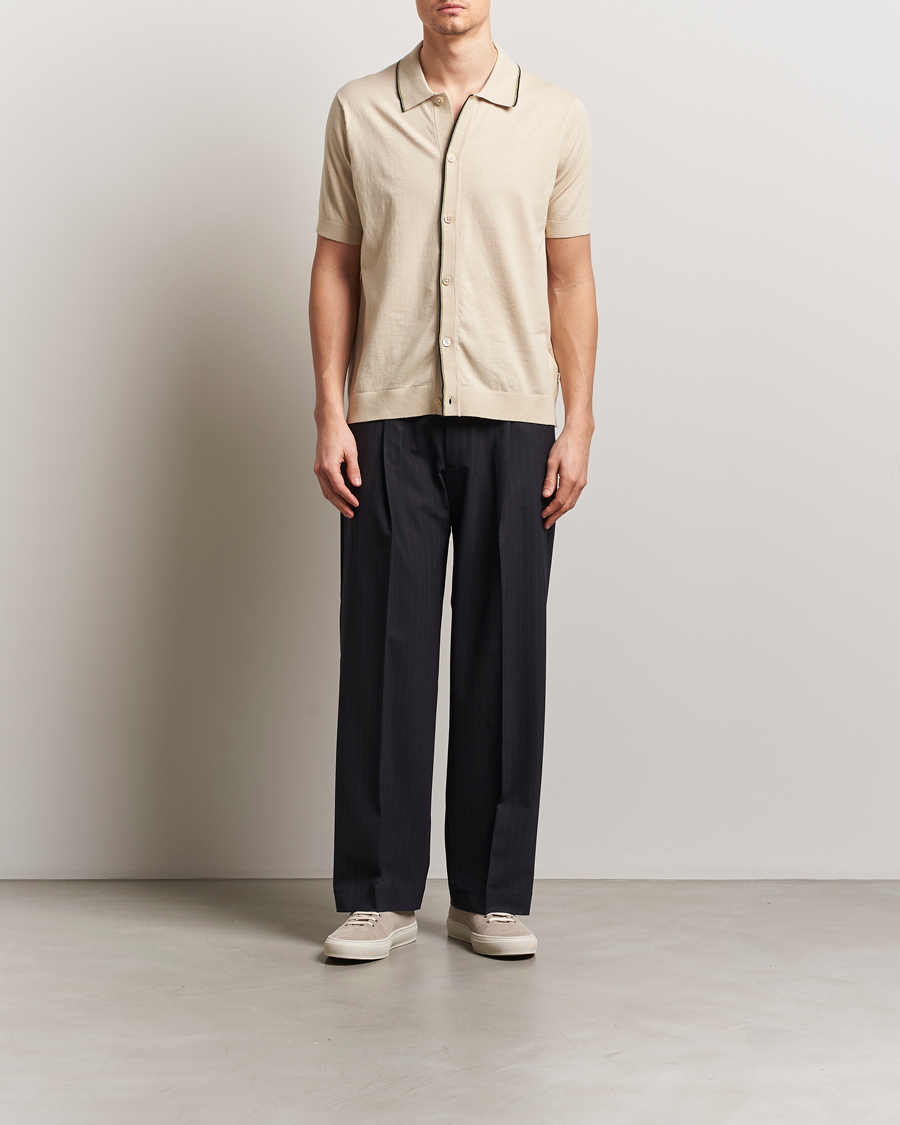 Men | Shirts | NN07 | Nolan Paspoal Knitted Short Sleeve Shirt Ecru