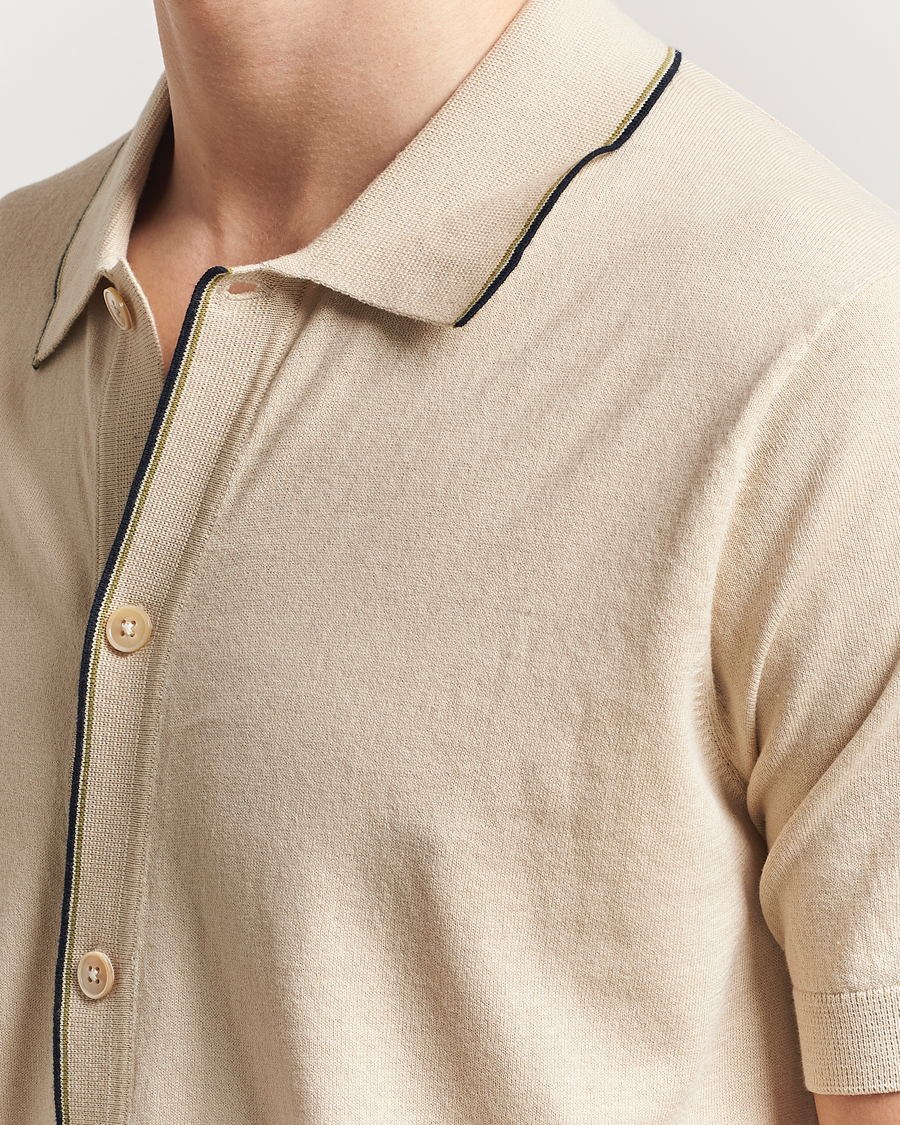 Men | Shirts | NN07 | Nolan Paspoal Knitted Short Sleeve Shirt Ecru