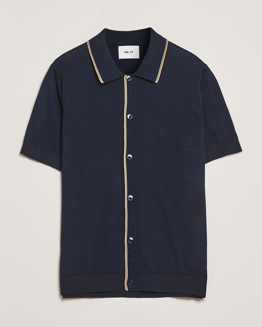 Men | Shirts | NN07 | Nolan Paspoal Knitted Short Sleeve Shirt Navy Blue