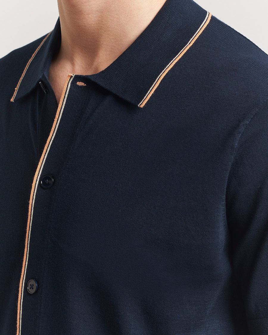 Men | Shirts | NN07 | Nolan Paspoal Knitted Short Sleeve Shirt Navy Blue