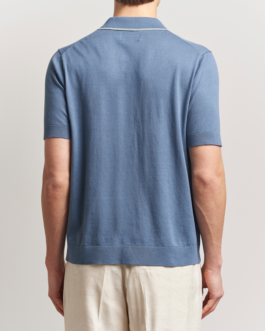 Men | Shirts | NN07 | Nolan Paspoal Knitted Short Sleeve Shirt Bering Blue