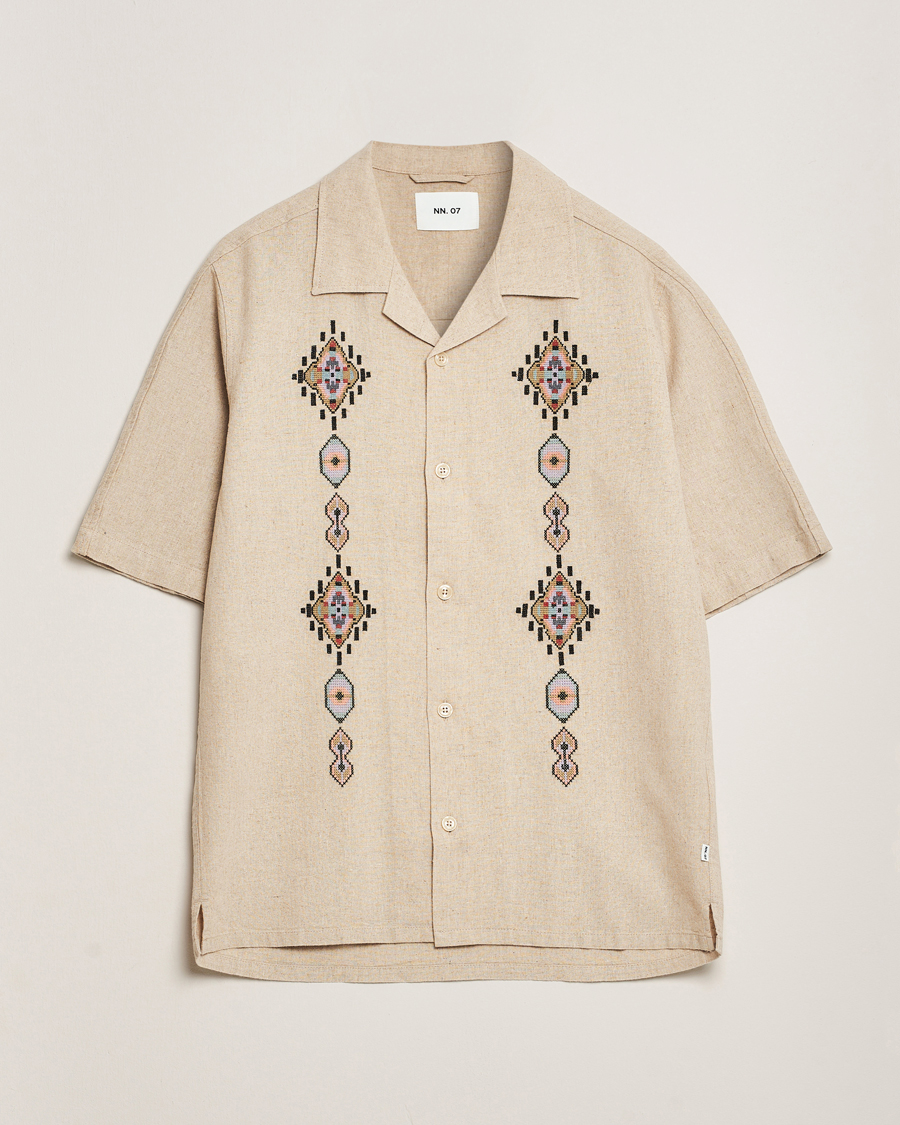 Men | Shirts | NN07 | Ole Printed Short Sleeve Shirt Oat