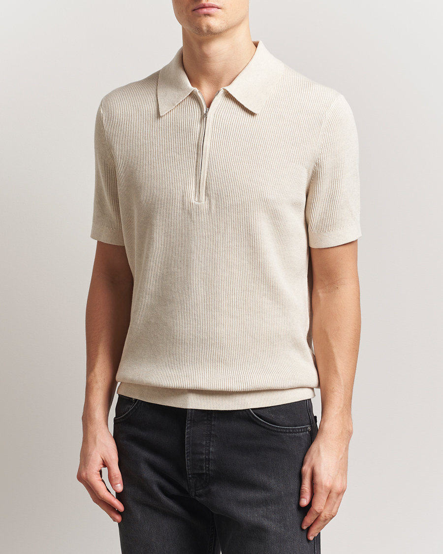 Men | Polo Shirts | NN07 | Hansie Half Zip Knitted Polo Ivory