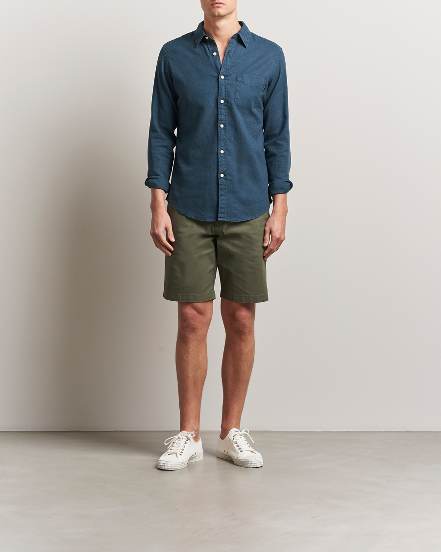 Men | Shorts | Dockers | Slim Cotton/Linen Shorts Teal Leaf