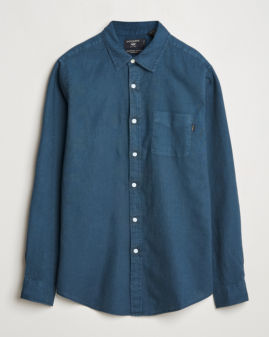 Men | Shirts | Dockers | Slim Linen/Cotton Shirt Stratified Sea