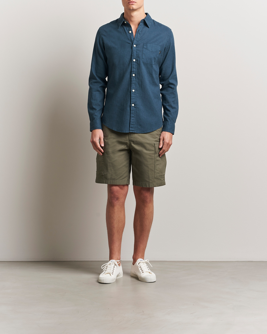 Men | Shirts | Dockers | Slim Linen/Cotton Shirt Stratified Sea