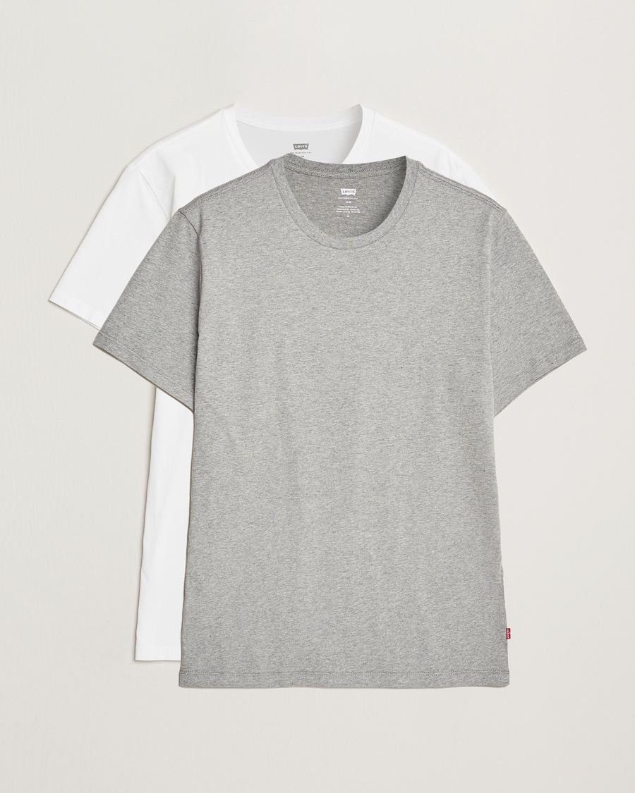 Men | T-Shirts | Levi's | 2-Pack Crew Neck T-Shirt White/Grey Heather