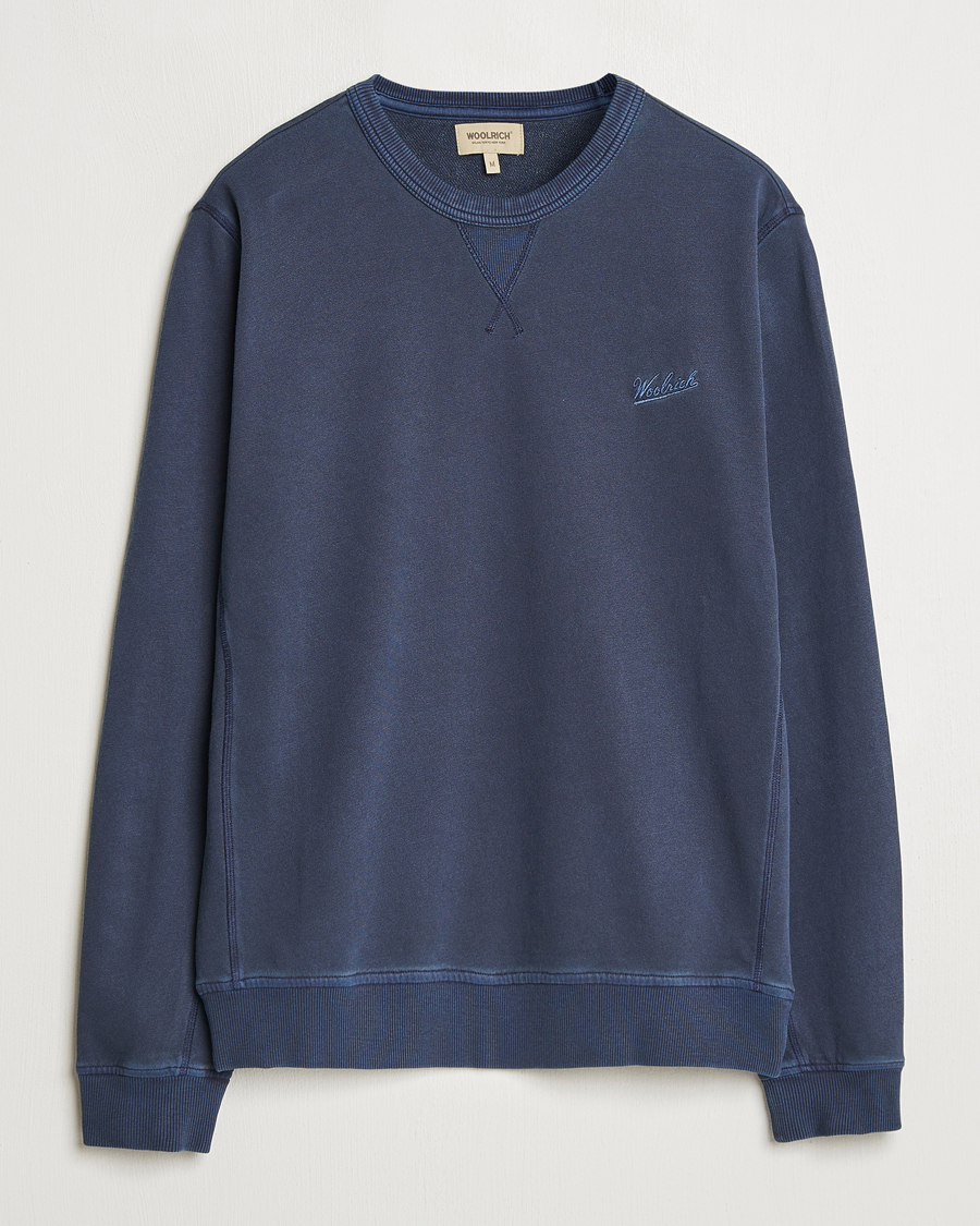 Men | Sweaters & Knitwear | Woolrich | Garment Dyed Crewneck Dream Blue