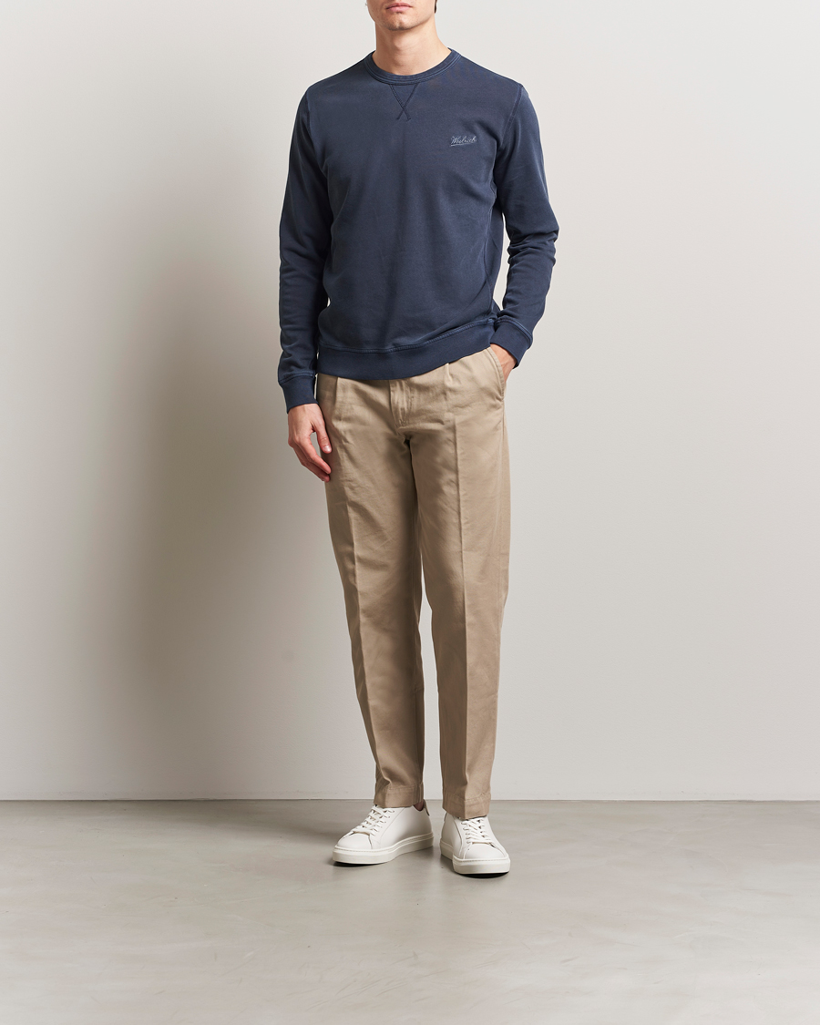 Men | Sweaters & Knitwear | Woolrich | Garment Dyed Crewneck Dream Blue