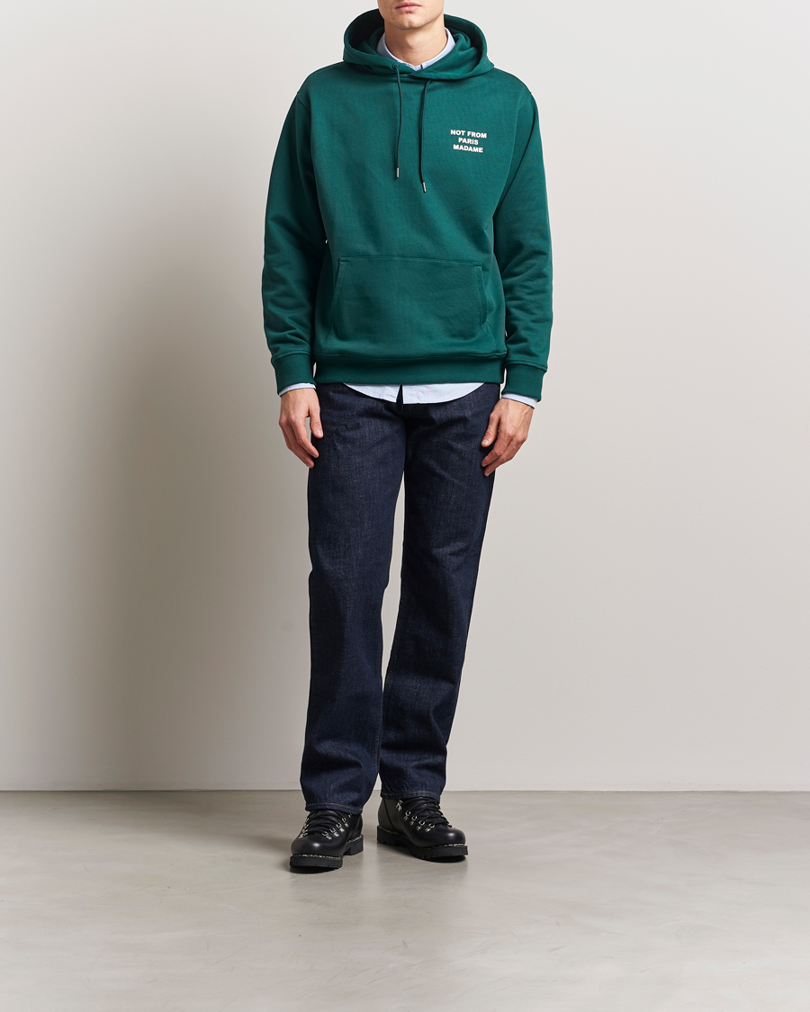 Men | Sweaters & Knitwear | Drôle de Monsieur | Slogan Hoodie Dark Green