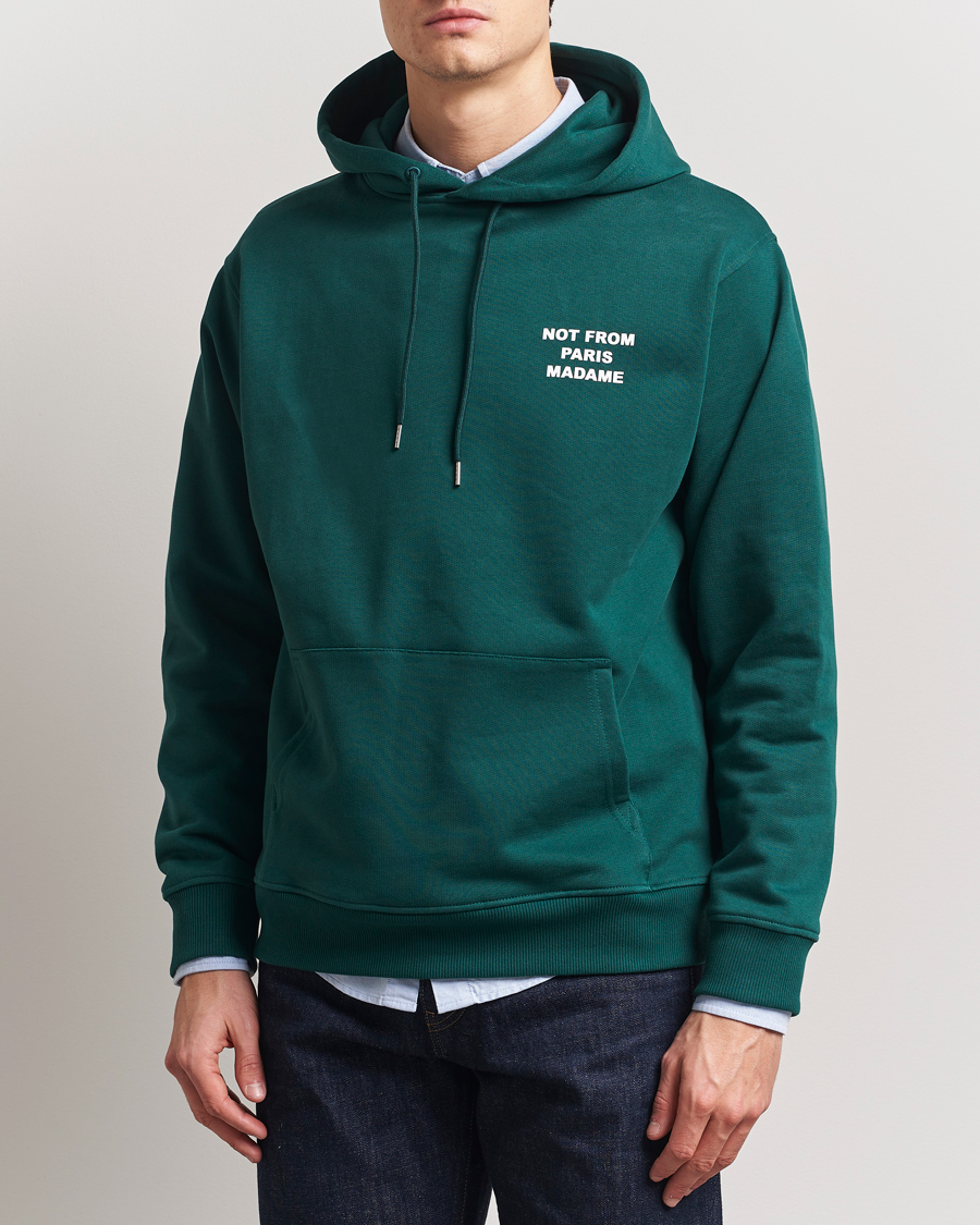 Men | Sweaters & Knitwear | Drôle de Monsieur | Slogan Hoodie Dark Green