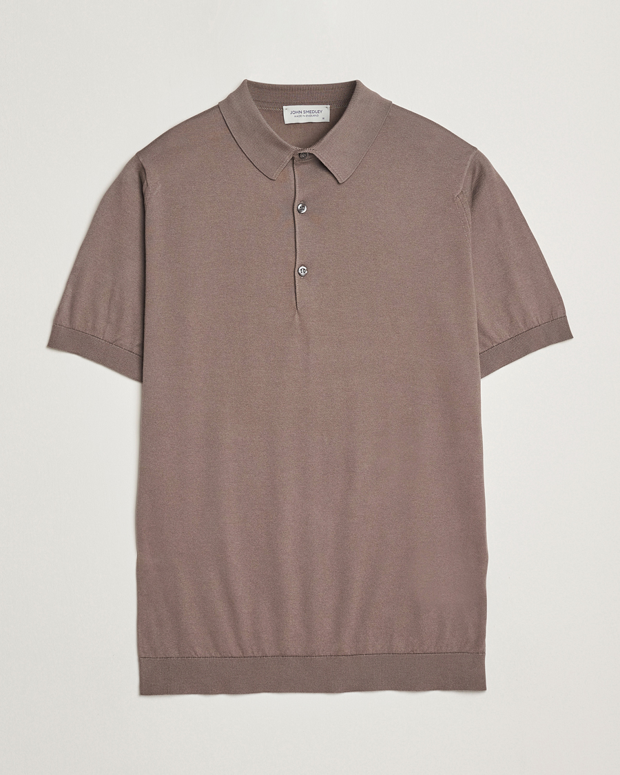 Men | Polo Shirts | John Smedley | Adrian Slim Fit Sea Island Polo Beige Musk