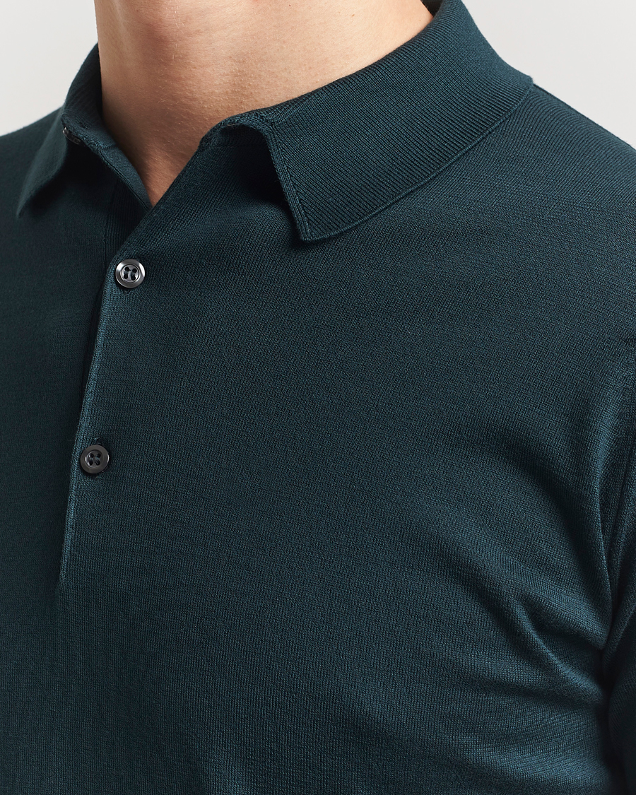 Men | Polo Shirts | John Smedley | Adrian Slim Fit Sea Island Polo Rain Forest