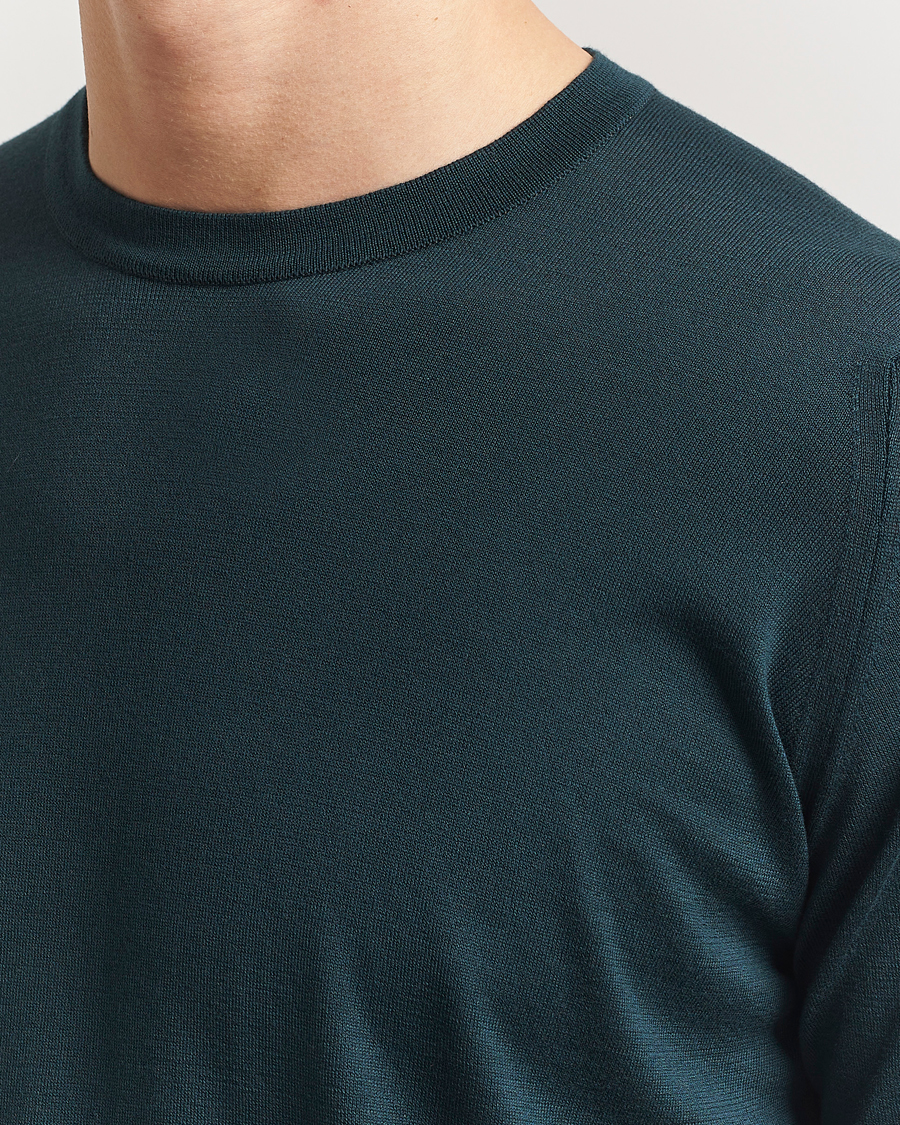John Smedley Rowland Sea Island Crew Neck Pullover Rain Forest at