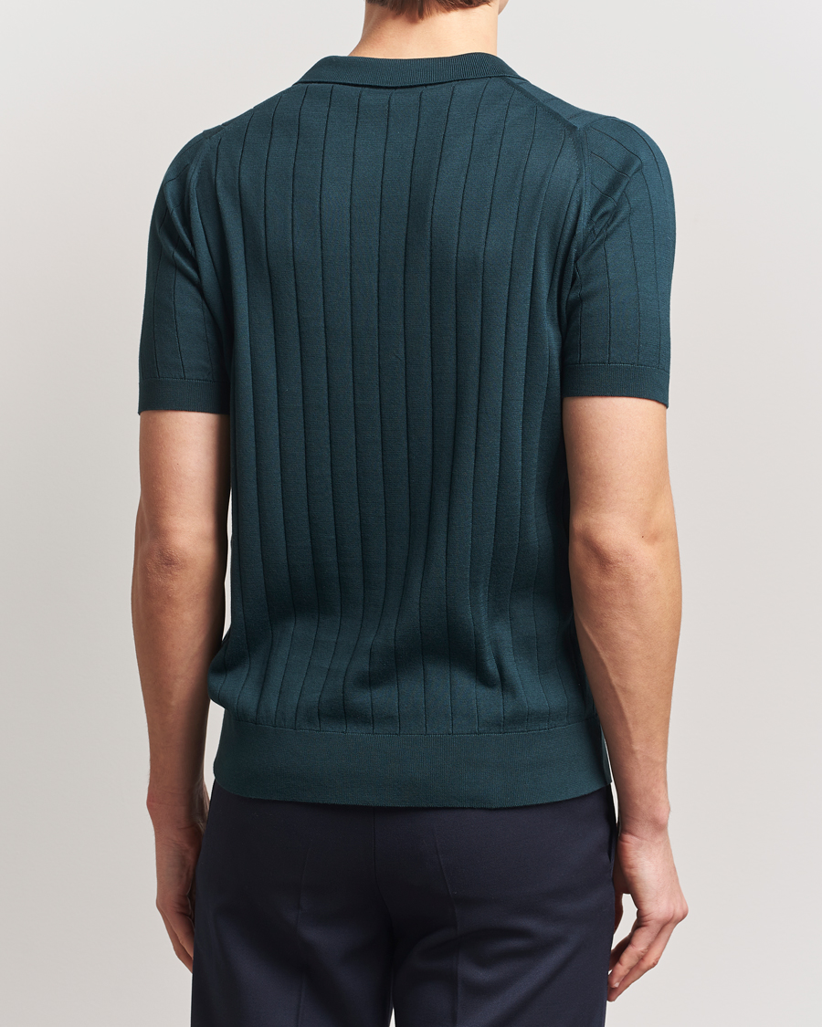Men | Polo Shirts | John Smedley | Roper Open Collar Sea Island Polo Rain Forest